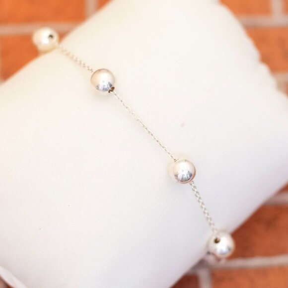 7 1/2 inch, Vintage Sterling Silver Ball-shaped Links Bracelet - W24 - Picture 1 of 3